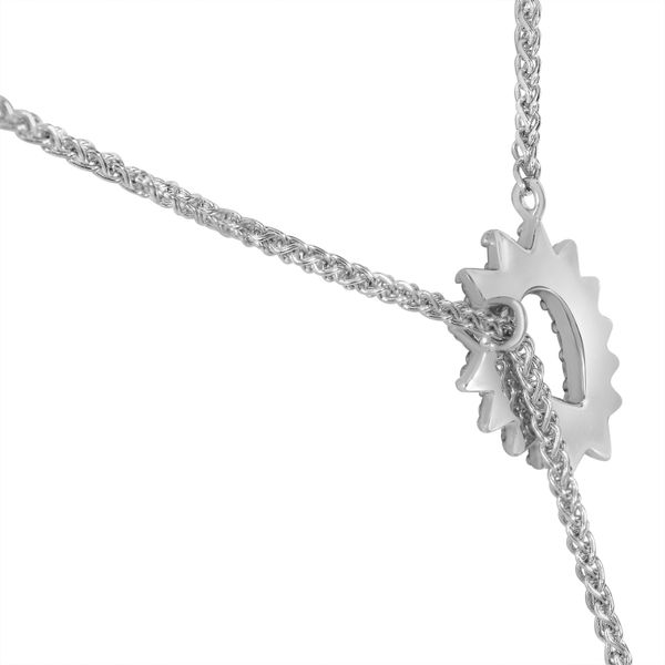 14K White Gold Long Diamond Toggle Necklace Image 3 David Mann, Jeweler Geneseo, NY