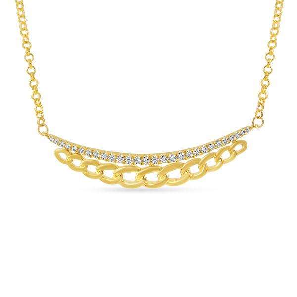 14K Yellow Gold Diamond Chain Link Bar Necklace Lake Oswego Jewelers Lake Oswego, OR