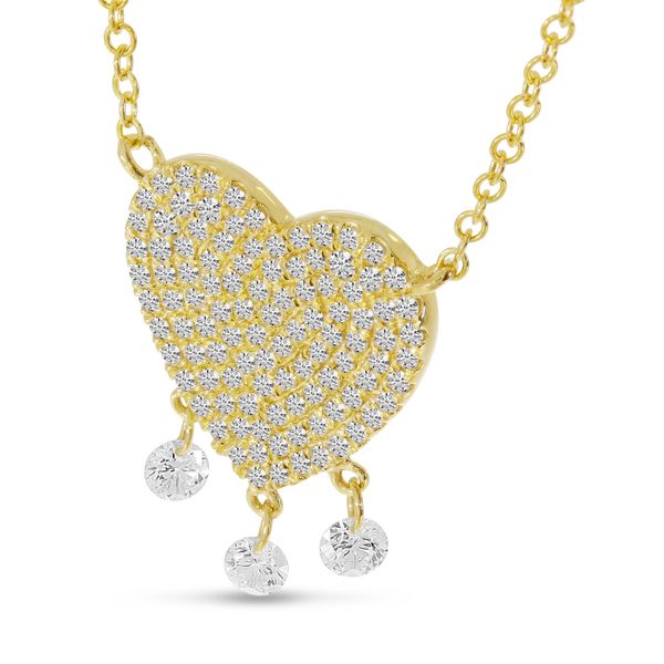 14K Yellow Gold Dashing Diamond Heart Necklace Image 2 LeeBrant Jewelry & Watch Co Sandy Springs, GA