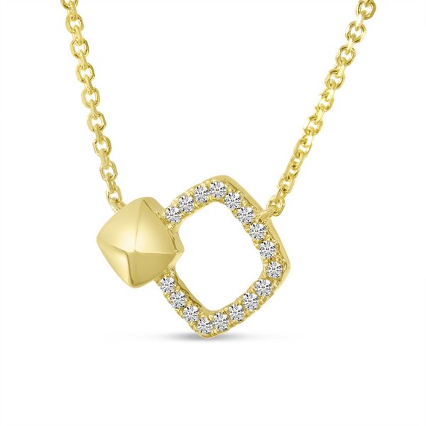 14K Yellow Gold Diamond Open Square Necklace Image 2 Lennon's W.B. Wilcox Jewelers New Hartford, NY