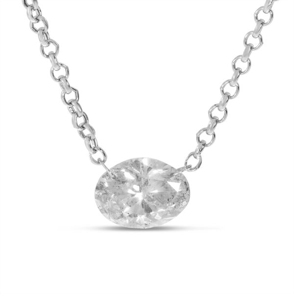 14K White Gold Dashing Diamond Fancy Round Diamond Cable Chain Necklace Lennon's W.B. Wilcox Jewelers New Hartford, NY