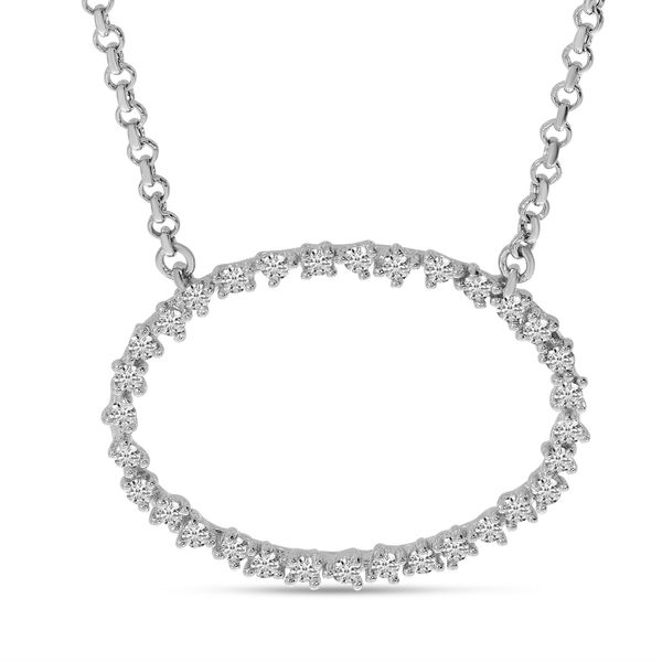 14K White Gold Diamond Oval Scattered Necklace Lennon's W.B. Wilcox Jewelers New Hartford, NY