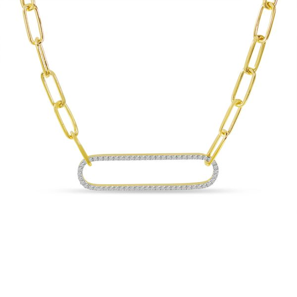 14K Two Tone Gold Large Paperclip Link Diamond Necklace | John Herold  Jewelers | Randolph, NJ