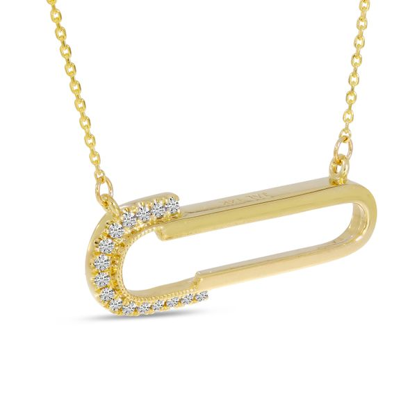 14K Yellow Gold Diamond Paper Clip Links Necklace
