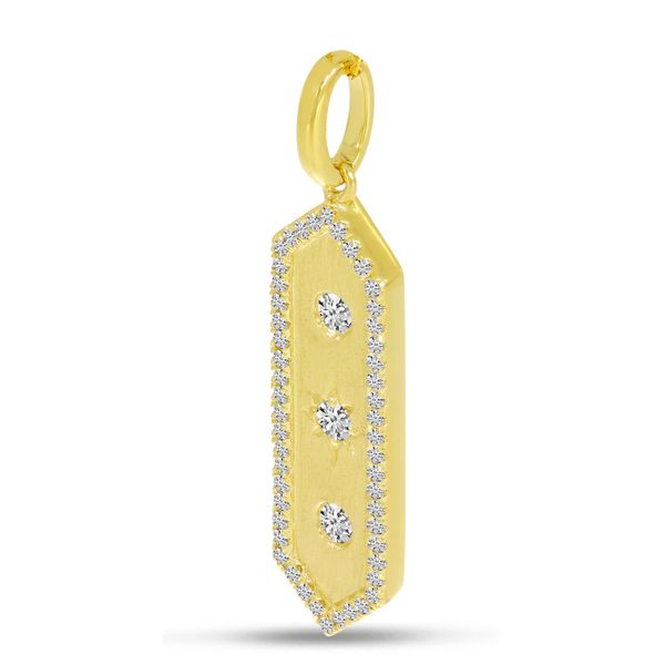 14K Yellow Gold Diamond Halo Brushed Bar Pendant Image 2 Clater Jewelers Louisville, KY