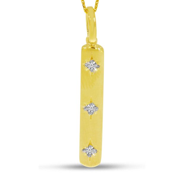 14K Yellow Gold 3-Diamond Star Bar Pendant Lake Oswego Jewelers Lake Oswego, OR