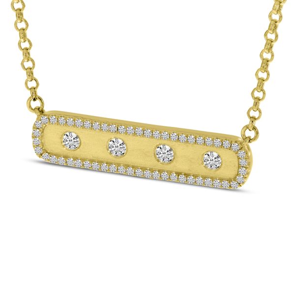14K Yellow Gold Diamond East 2 West Bar Necklace Image 2 LeeBrant Jewelry & Watch Co Sandy Springs, GA