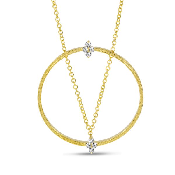 14K Yellow Gold Millgrain Diamond Circle Necklace Glatz Jewelry Aliquippa, PA
