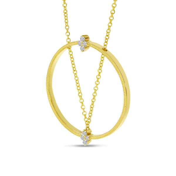 14K Yellow Gold Millgrain Diamond Circle Necklace Image 2 Glatz Jewelry Aliquippa, PA