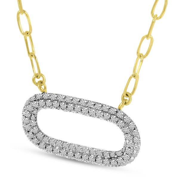 14K Yellow Gold Pave Diamond Paperclip Necklace Image 2 Lewis Jewelers, Inc. Ansonia, CT