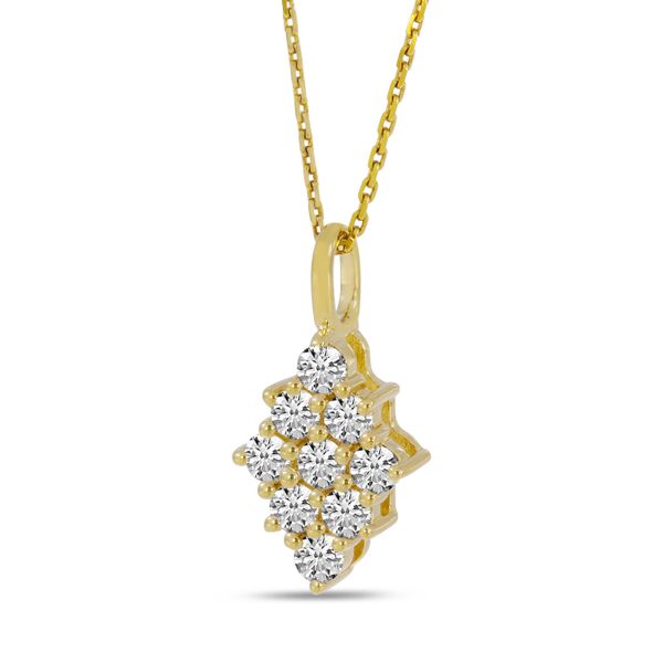 14K Yellow Gold Diamond Shape Clustaire Pendant Image 3 Priddy Jewelers Elizabethtown, KY