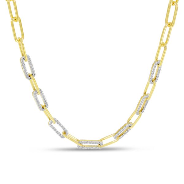 14K Yellow Gold 7-Station Diamond Paperclip Necklace LeeBrant Jewelry & Watch Co Sandy Springs, GA
