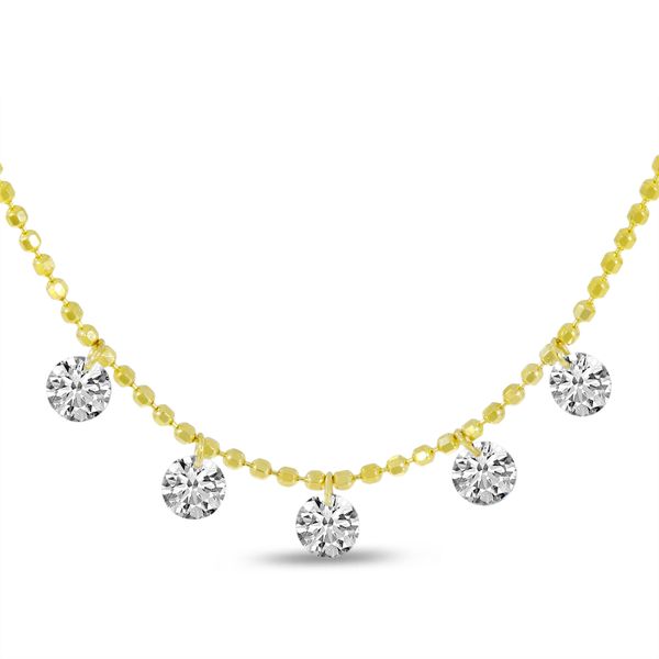 14K Yellow Gold Dashing Diamond 5-Diamond Cluster Necklace Lake Oswego Jewelers Lake Oswego, OR