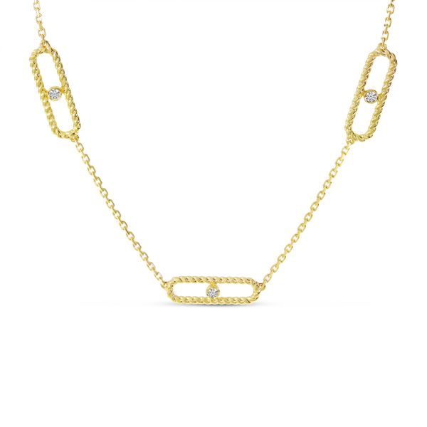 14K Yellow Gold 5-Station Diamond Twist Paperclip Necklace Lake Oswego Jewelers Lake Oswego, OR