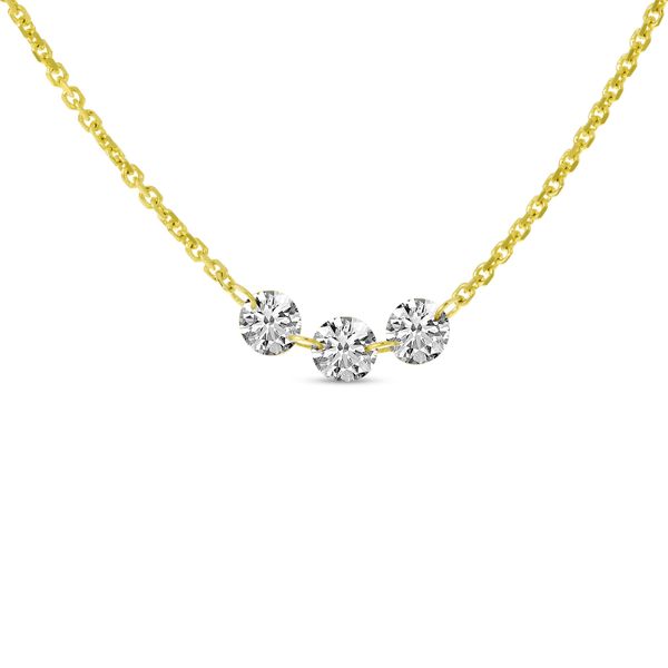 14K Yellow Gold Dashing Diamond 3-Diamond Necklace The Jewelry Source El Segundo, CA
