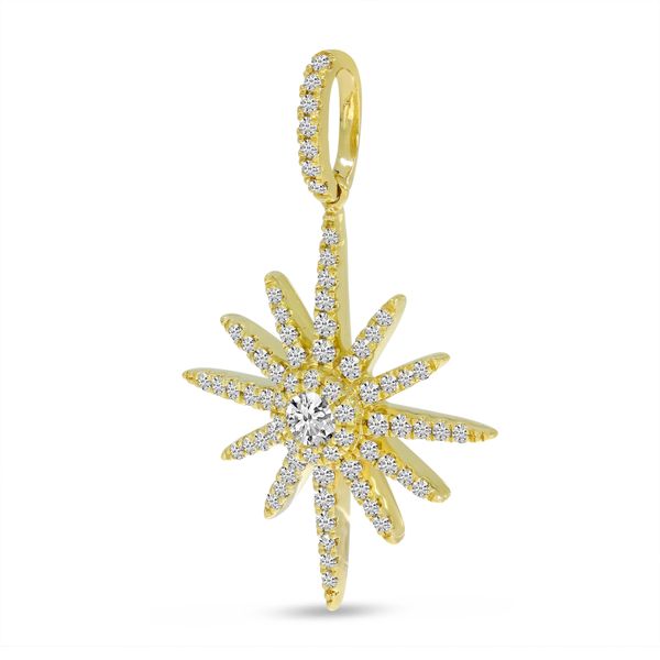 14K Yellow Gold Diamond Starburst Pendant Image 2 Windham Jewelers Windham, ME