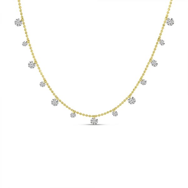 14K Yellow Gold Diamond By the Yard 1.00 Ct Dashing Diamond Bead Chain 18 inch Necklace Priddy Jewelers Elizabethtown, KY