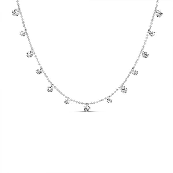 14K White Gold Diamond By the Yard 1.00 Ct Dashing Diamond Bead Chain 18 inch Necklace Priddy Jewelers Elizabethtown, KY