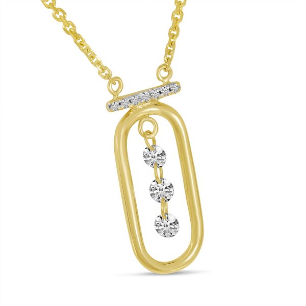 14K Yellow Gold Dashing Diamond Wire Paperclip Necklace Image 2 Lewis Jewelers, Inc. Ansonia, CT