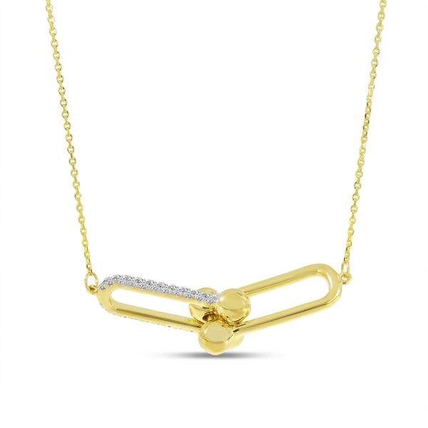 14K Yellow Gold Diamond Double U-Link Necklace John Herold Jewelers Randolph, NJ