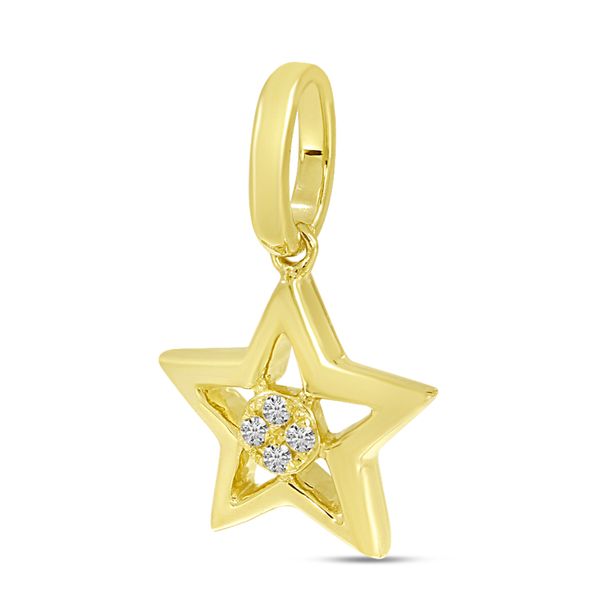 14K Yellow Gold Small Diamond Star Pendant Image 2 David Mann, Jeweler Geneseo, NY