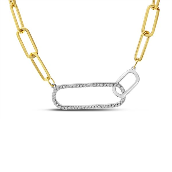 Gold Paperclip Link Necklace with Diamond Accents in 14K Yellow Gold