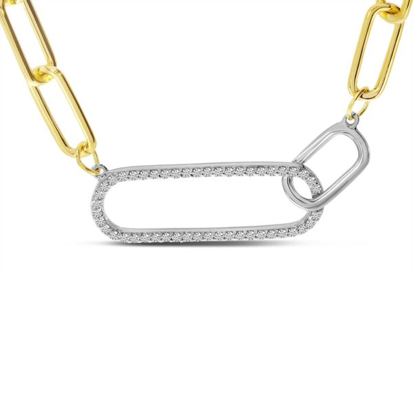 Oro Diamante™ 2.7mm Alternating Diamond-Cut Paper-Clip Chain Necklace in  Solid 14K Two-Tone Gold - 18