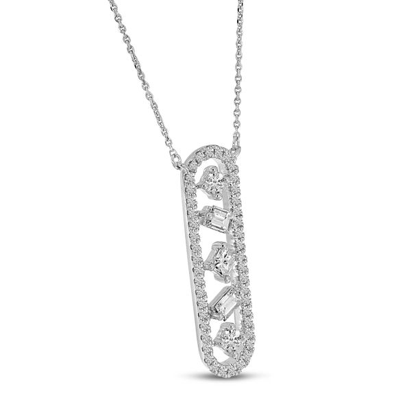 14K White Gold Fancy Shapes Diamond Bar 18 inch Necklace Image 2 Lake Oswego Jewelers Lake Oswego, OR