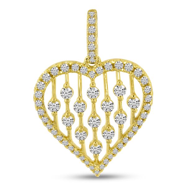 14K Yellow Gold Heart Diamond Station Fashion Pendant Rick's Jewelers California, MD