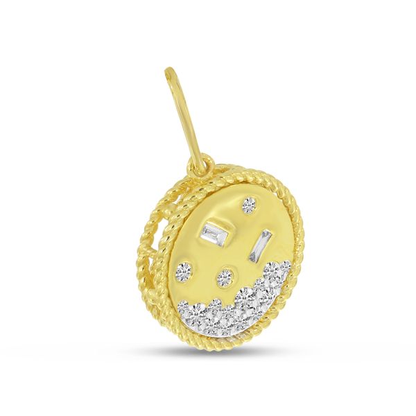 14K Yellow Gold Round and Baguette Diamond Whimsical Fashion Pendant Image 2 Karen's Jewelers Oak Ridge, TN