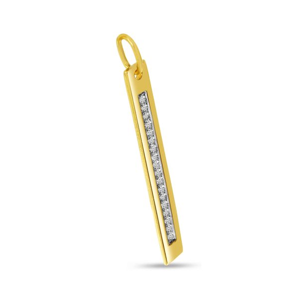14K Yellow Gold Diamond Vertical Bar Pendant Image 2 Priddy Jewelers Elizabethtown, KY