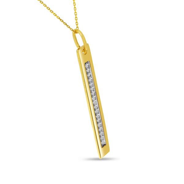 14K Yellow Gold Diamond Vertical Bar Pendant Image 4 Priddy Jewelers Elizabethtown, KY