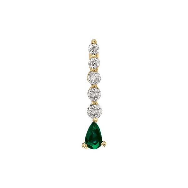 14K Yellow Gold Graduated Diamond and Pear Emerald Drop Pendant Lennon's W.B. Wilcox Jewelers New Hartford, NY