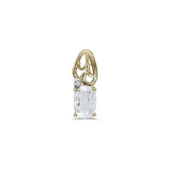 14k Yellow Gold Oval White Topaz And Diamond Pendant | Rick's Jewelers ...