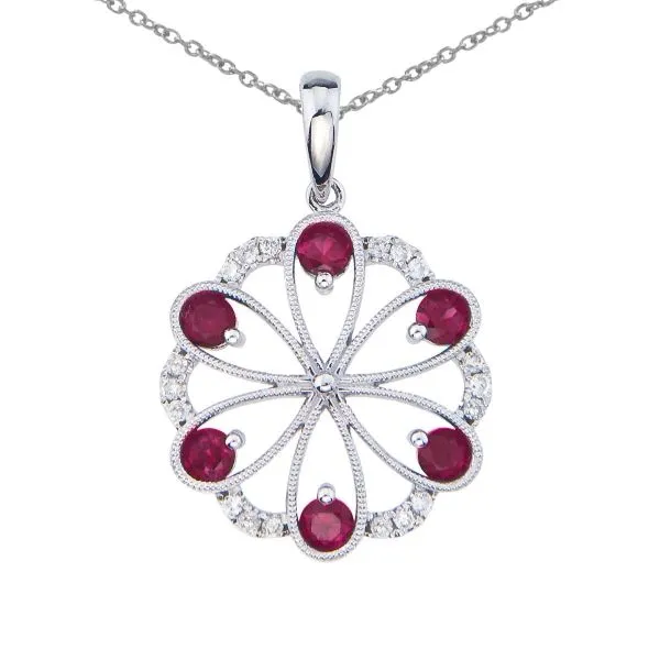 Double Flower Pendant with Ruby