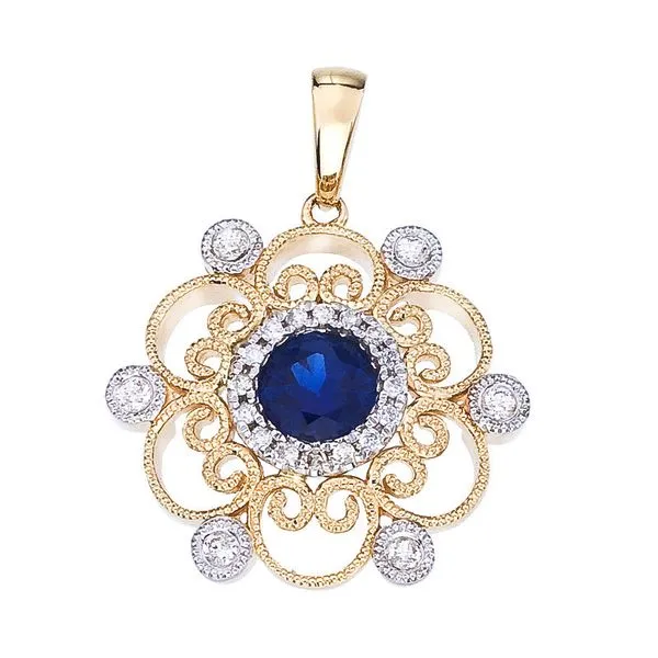 Sapphire & Diamond Two-Tone Gold Necklace