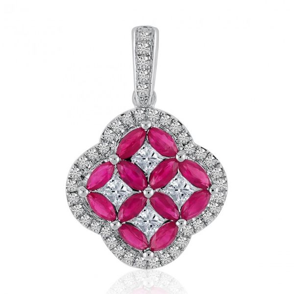 14k White Gold Marquise Precious Clover and Diamond Pendant Priddy Jewelers Elizabethtown, KY