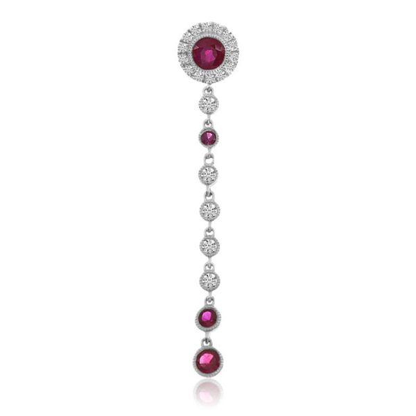 14K White Gold Dangling Ruby and Diamond Precious Filigree Pendant Jones Jeweler Celina, OH