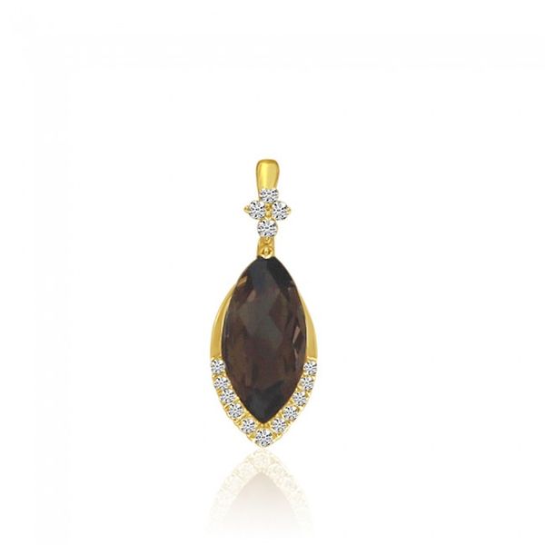 14K Yellow Gold Marquise Smoky Topaz and Diamond Semi Precious Pendant LeeBrant Jewelry & Watch Co Sandy Springs, GA