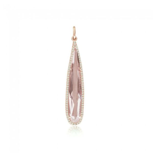 14K Rose Gold Elongated Pear White Topaz and Diamond Semi Precious Pendant LeeBrant Jewelry & Watch Co Sandy Springs, GA