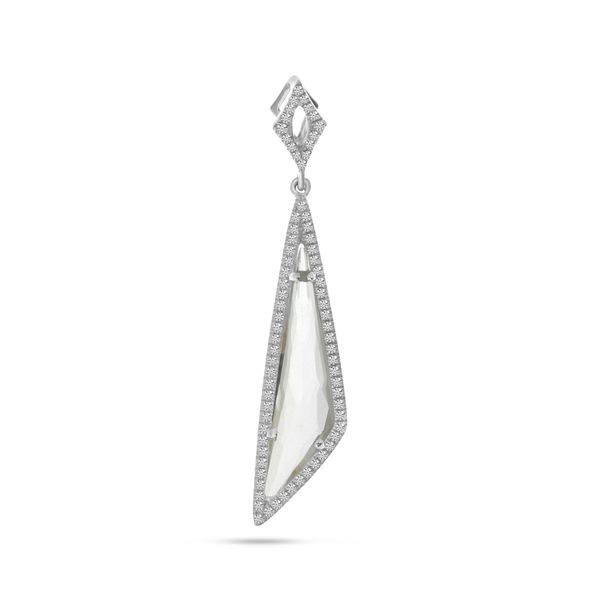 14K White Gold Fancy White Topaz and Diamond Dangle Pendant Rick's Jewelers California, MD