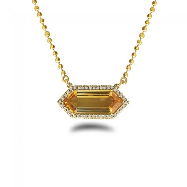 14K Yellow Gold Hexagon Citrine and Diamond Semi Precious 18 inch Bead Chain Necklace Glatz Jewelry Aliquippa, PA