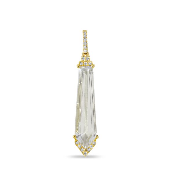 14K Yellow Gold Fancy White Topaz and Diamond Dangle Pendant Clater Jewelers Louisville, KY