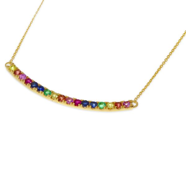 Multi Color Sapphire Gold Necklace | Breathe Autumn Rain Jewelry