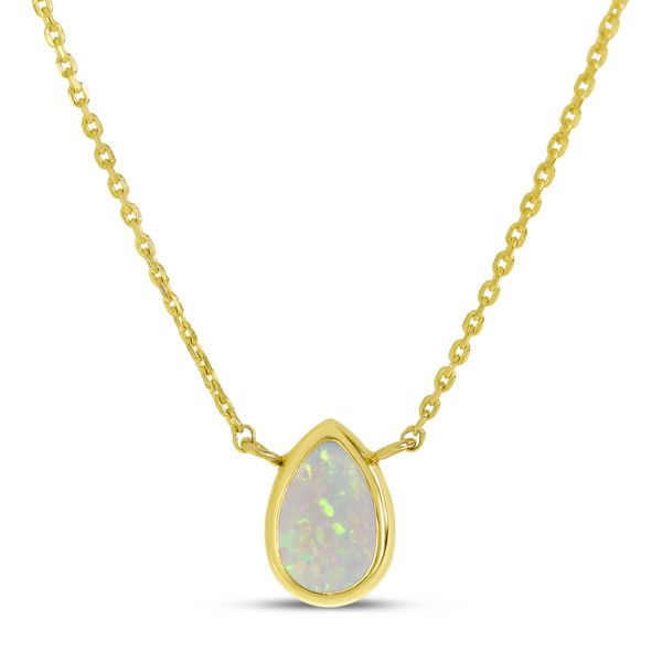 14K Yellow Gold Pear Opal Birthstone Necklace Clater Jewelers Louisville, KY