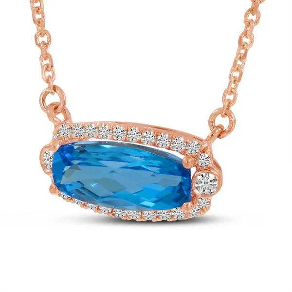 Blue diamond rose gold necklace Clearance