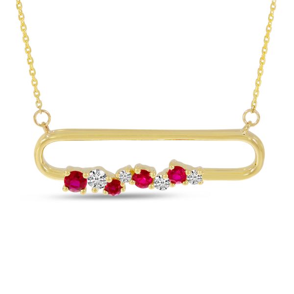 14K Yellow Gold Ruby Precious Paperclip Necklace LeeBrant Jewelry & Watch Co Sandy Springs, GA