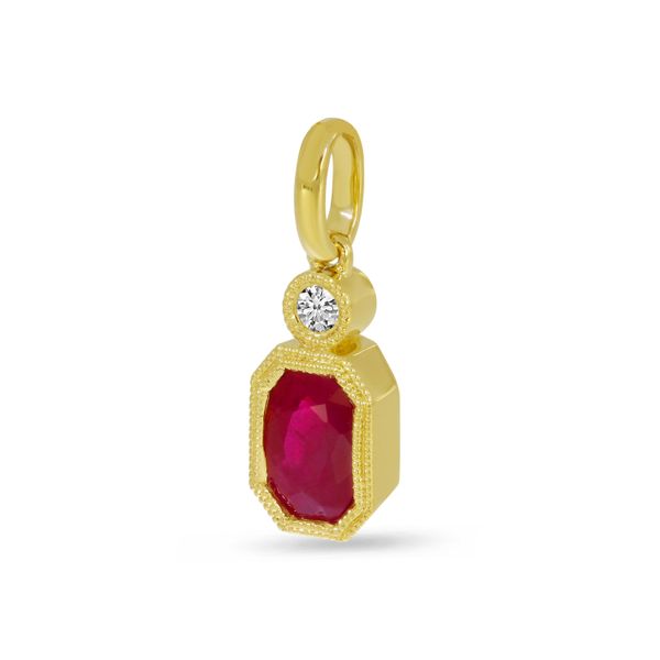 14K Yellow Gold Ruby Precious Millgrain Hexagon Pendant Image 2 Clater Jewelers Louisville, KY