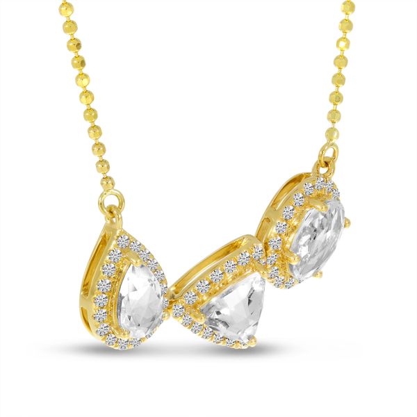 14K Yellow Gold White Topaz Fancy Shapes Necklace Image 2 Lewis Jewelers, Inc. Ansonia, CT