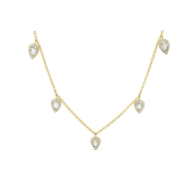14K Yellow Gold Pear White Topaz Necklace Priddy Jewelers Elizabethtown, KY